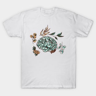 human brain flowers leaves T-Shirt